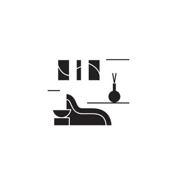 Spa rest room black vector concept icon. Spa rest room flat illustration, sign Stock Illustration