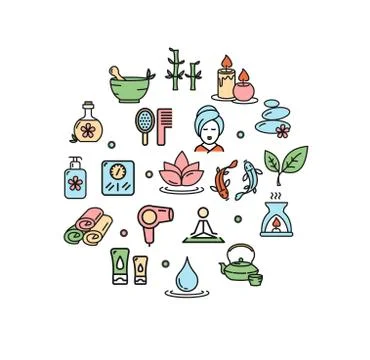Spa Round Design Template Thin Line Icon. Vector 스톡 일러스트