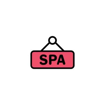 Spa salon signboard icon flat. Love stories symbol. Valentines day concept. V Stock Illustration