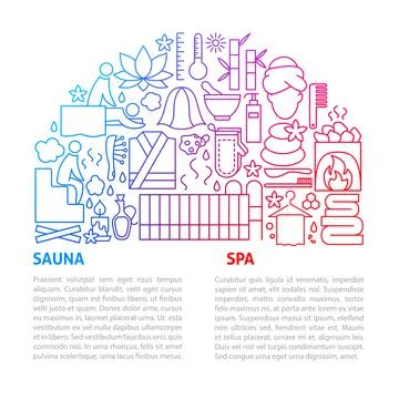 Spa Sauna Line Template Stock Illustration