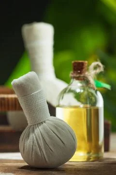 Spa set close up view of spa theme objects on color back Copyright: xZoona... Stock Photos