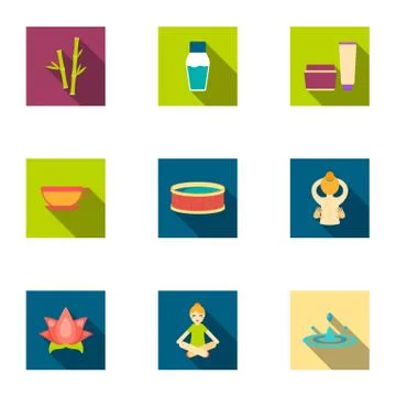 Spa set icons in flat style. Big collection of spa vector symbol stock Stock Illustration