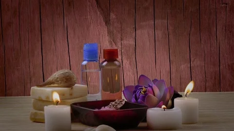 Spa Set on Wooden Background Stock Footage 59764104