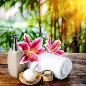 Spa setting in brown tone Stock Photos