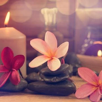 Spa setting with candle light Stock Photos