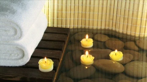 Spa Setting with Candles 3 Stock Footage