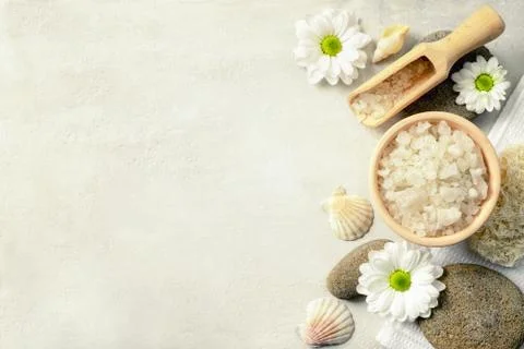 Spa setting with sea salt Stock Photos