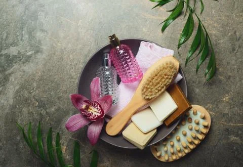 Spa setting, top view Stock Photos