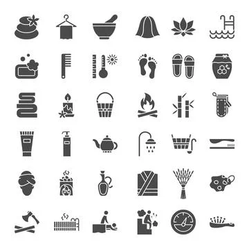 Spa Solid Web Icons Stock Illustration