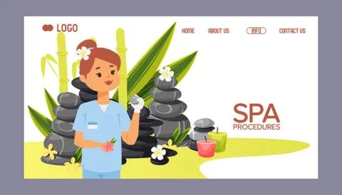 Spa stone vector web page zen stony therapy for beauty health and relaxation Stock Illustration