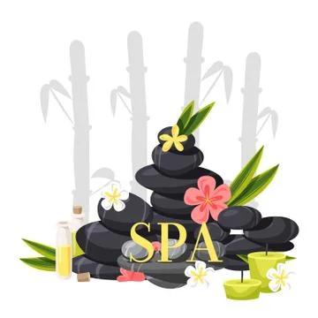 Spa stone vector zen stony therapy for beauty health and relaxation illustration Stock Illustration