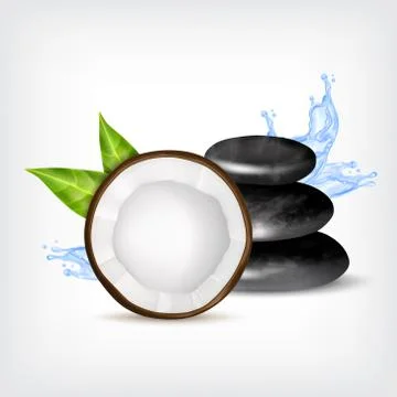 Spa stones with coconut Stock Illustration