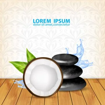 Spa stones with coconut Stock Illustration