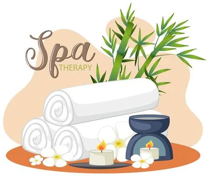 Spa text with spa aroma objects Stock Illustration