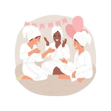 Spa theme party isolated cartoon vector illustration. Ilustración de archivo