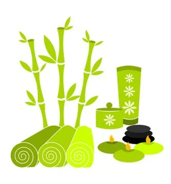 Spa tools and accessories in green color. vector illustration Illustrazione stock
