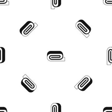 Spa towel pattern seamless black Stock Illustration