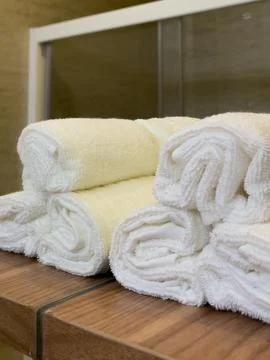 Spa towels in the bathroom Stock Photos