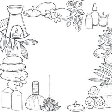 Spa treatment and aromatherapy. Vector background. Stock Illustration