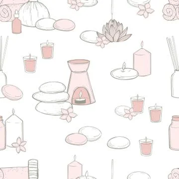 Spa treatment and aromatherapy. Vector pattern. Stock Illustration