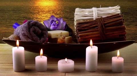 Spa Treatment at Sunset Stock Footage 59785798