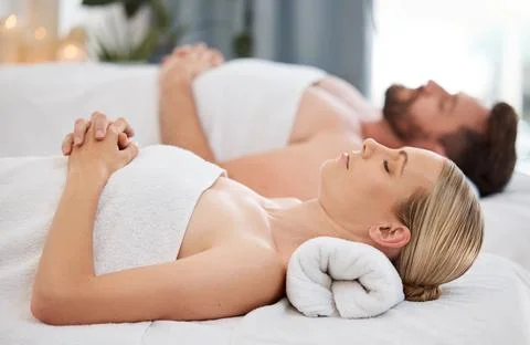 A spa will often solve many problems. a couple enjoying a day at the spa. 写真素材