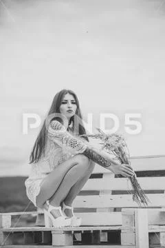 Spa woman, flowers, beauty, relax, freshness Stock Photos