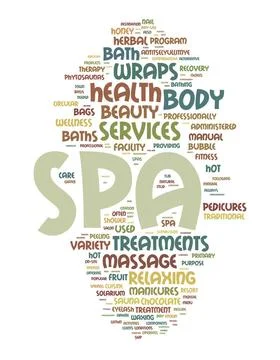Spa word cloud vector illustration Spa word cloud vector illustration on w... Stock Photos