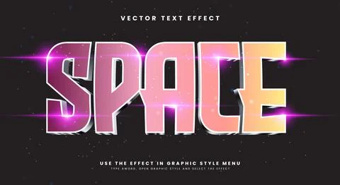 Space 3d editable text effect template Illustrazione stock