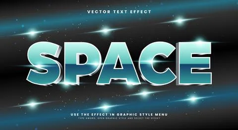Space 3d editable vector text effect template Illustrazione stock