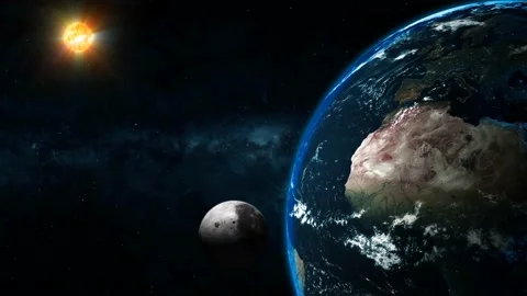 Space 3d planet earth moon sun Stock Footage 221904715