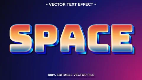 Space 3D text effect Editable text style effect with colorful abstract ligh.. Illustrazione stock