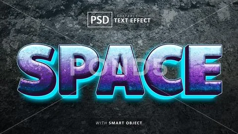 Space 3d text effect editable PSD Template