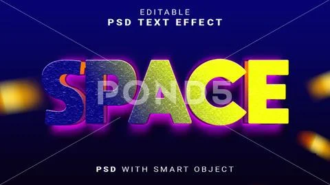 Space 3d Text Effect Editable PSD PSD Template