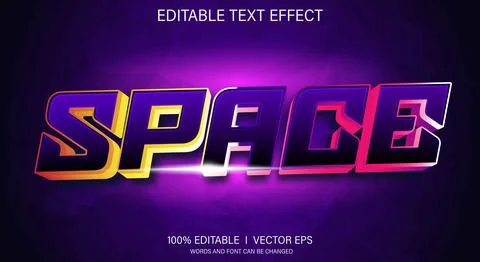 Space 3d vector text effect with modern style design Stock Illustration