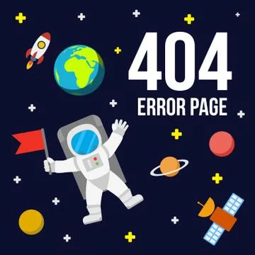 Space 404 error page vector template for website. Stock Illustration