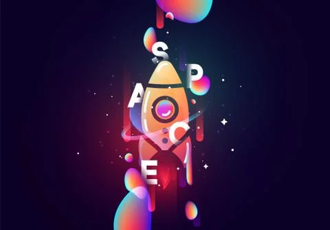 Space abstract background with spaceship Stock Illustration
