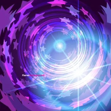Space Abstract dark background with light, stars, and flares wit Stock Illustration