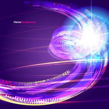 Space Abstract dark background with light, stars, and flares wit Illustrazione stock