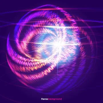 Space Abstract dark background with light, stars, and flares wit Stock Illustration