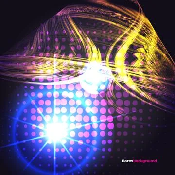 Space Abstract dark background with light, stars, and flares wit Stock Illustration