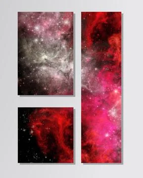 Space Abstract Galaxy Banners set. Vector design. Stock Illustration