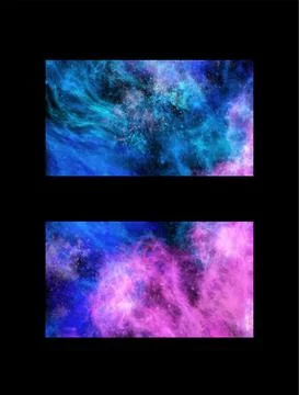 Space Abstract Galaxy Banners set. Vector design. Stock Illustration