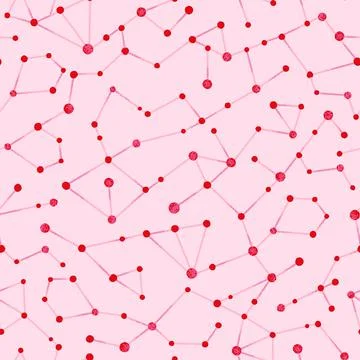 Space abstract seamless pattern with red constellations. Vector illustration  Illustrazione stock