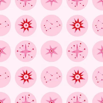 Space abstract seamless pattern with red constellations. Vector illustration  Stock Illustration