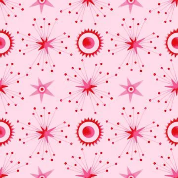 Space abstract seamless pattern with red constellations. Vector illustration  Stock Illustration