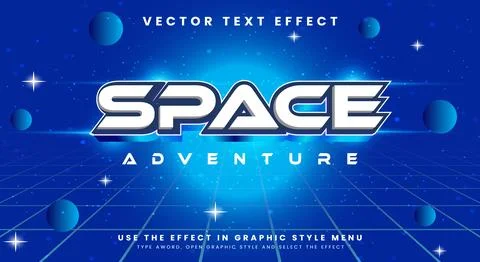 Space Adventure 3D editable text effect 스톡 일러스트