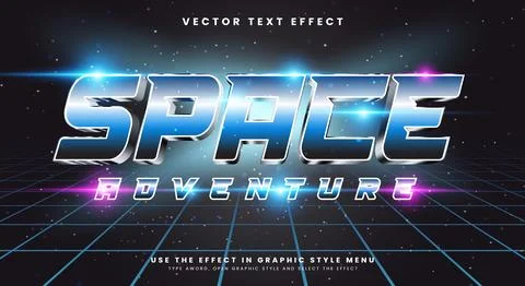 Space Adventure 3D editable text effect Template Illustrazione stock