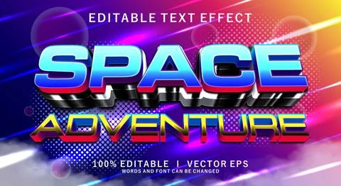 Space adventure 3d vector text effect with modern style design Stock Illustration