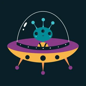 Space Adventure with Alien in Spacecraft Exploring Galaxy Vector Illustration Stock Illustration